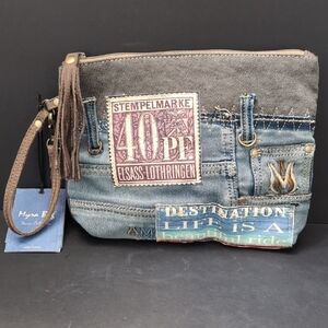 Myra Bag Denim Collection Small Zippered Wristlet,NWT.